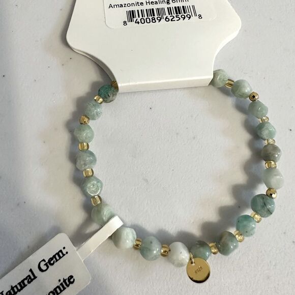 SAVVY CIE AMAZONITE HEALING BEADED STRETCH BRACELET NWT - Picture 4 of 6